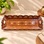 Gravon Sheesham Wood Serving Tray for Snacks, Fruits, Tea & Coffee