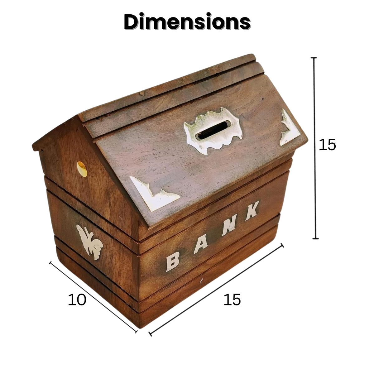 Premium Sheesham Wood Money Bank with Key Lock | Wooden Coin Bank for Kids & Adults