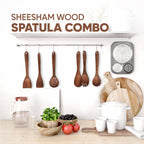 Gravon Premium Sheesham Wood Kitchen Utensil Set – 6 Pcs Wooden Spatula, Spoon & Turner Set