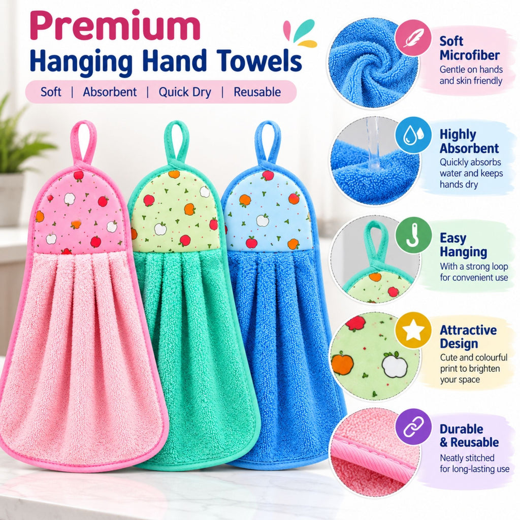 Gravon Set of 4 Hanging Microfiber Kitchen Towels – Soft, Absorbent & Quick Dry Hand Towels