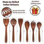 Gravon Premium Sheesham Wood Kitchen Utensil Set – 6 Pcs Wooden Spatula, Spoon & Turner Set
