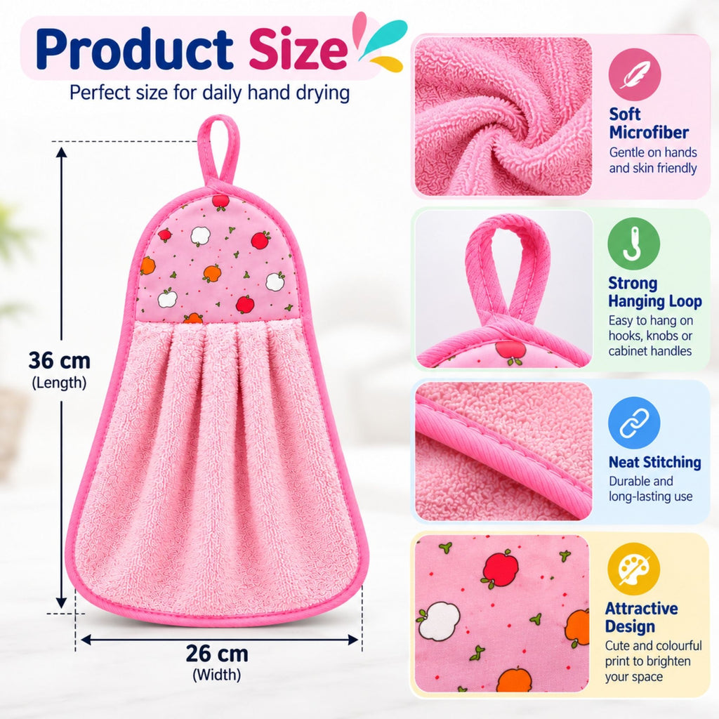 Gravon Set of 4 Hanging Microfiber Kitchen Towels – Soft, Absorbent & Quick Dry Hand Towels