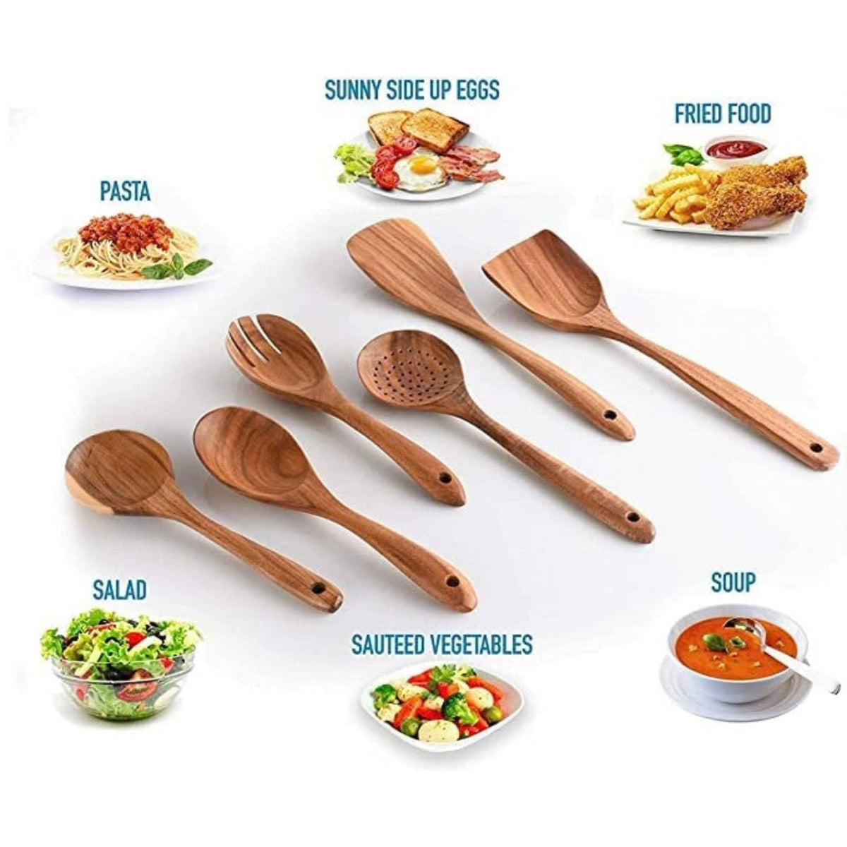 Gravon Premium Sheesham Wood Kitchen Utensil Set – 6 Pcs Wooden Spatula, Spoon & Turner Set