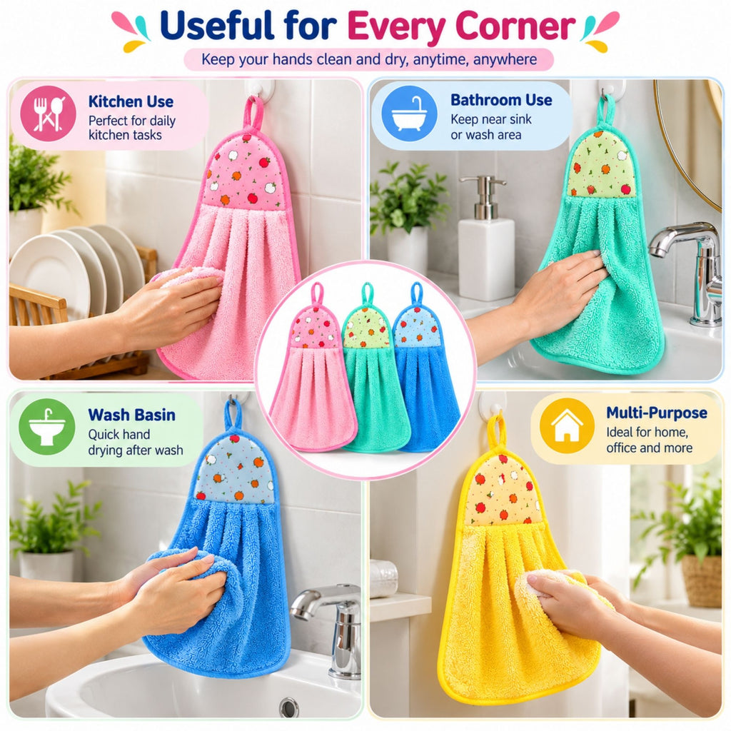Gravon Set of 4 Hanging Microfiber Kitchen Towels – Soft, Absorbent & Quick Dry Hand Towels