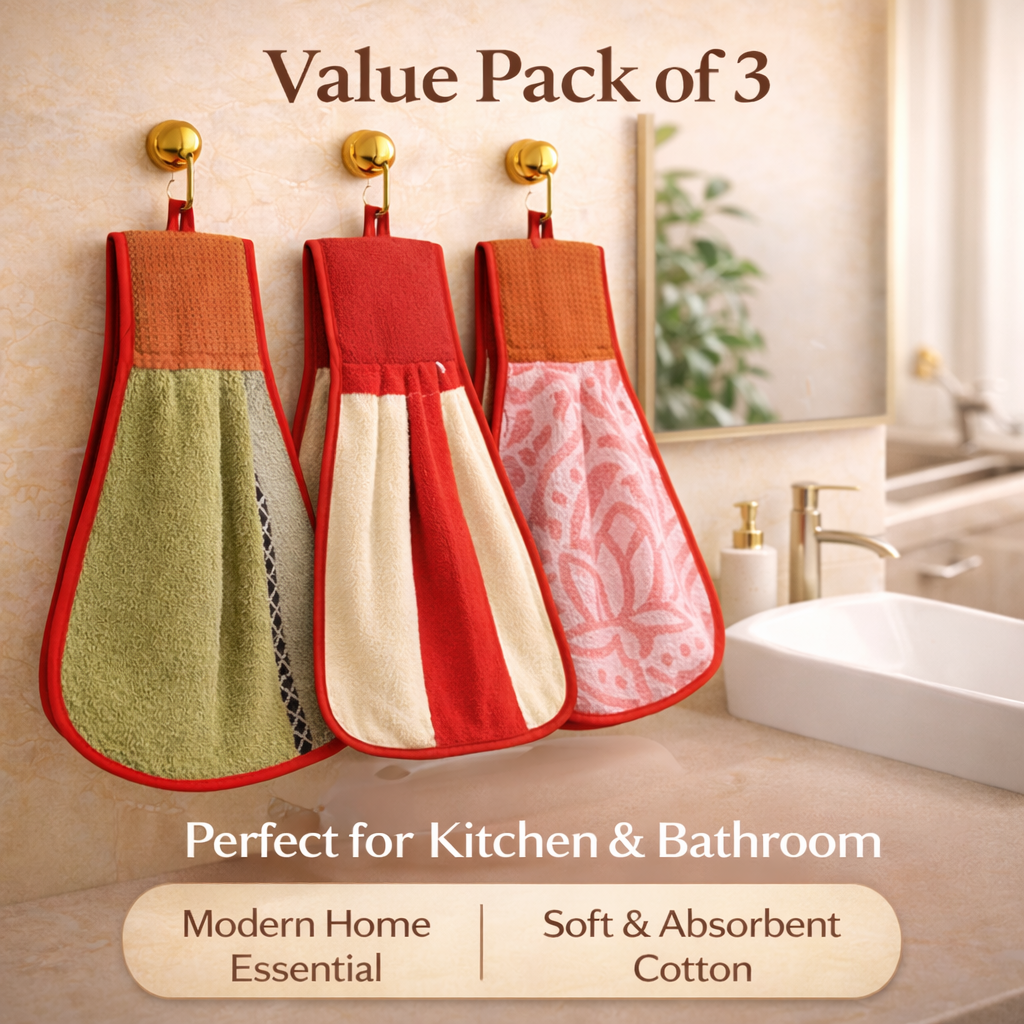 Gravon 200 GSM Microfiber Hanging Kitchen Towel with Loop – Soft & Absorbent Hand Towel