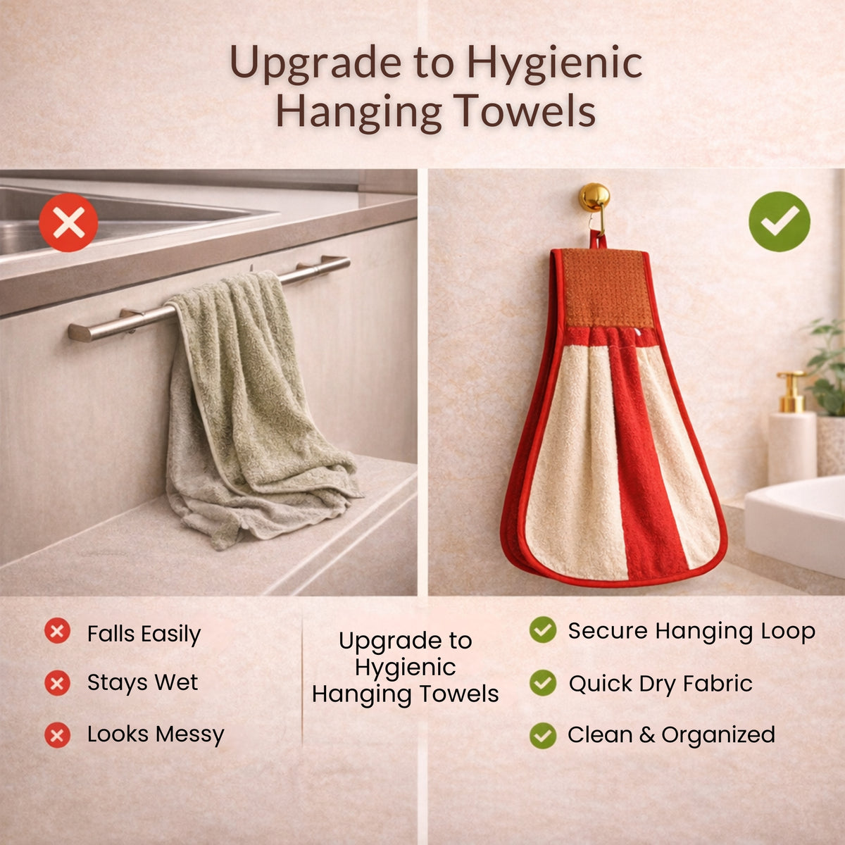 Gravon Set of Hanging Kitchen Towels – Soft & Absorbent Hand Towels for Kitchen & Home