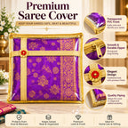 Gravon Premium PVC Saree Cover Pack of 10 with Gold Border – Transparent Saree Storage Bag
