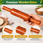 Premium Sheesham Wood Chakla Belan Set – 10 Inch Chakla & 12 Inch Belan with Fixed Stand