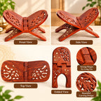 Gravon Handcrafted Sheesham Wood Folding Book Stand | Wooden Rehal for Quran, Gita, Bible & Religious Books
