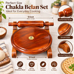 Premium Sheesham Wood Chakla Belan Set – 10 Inch Chakla & 12 Inch Belan with Fixed Stand