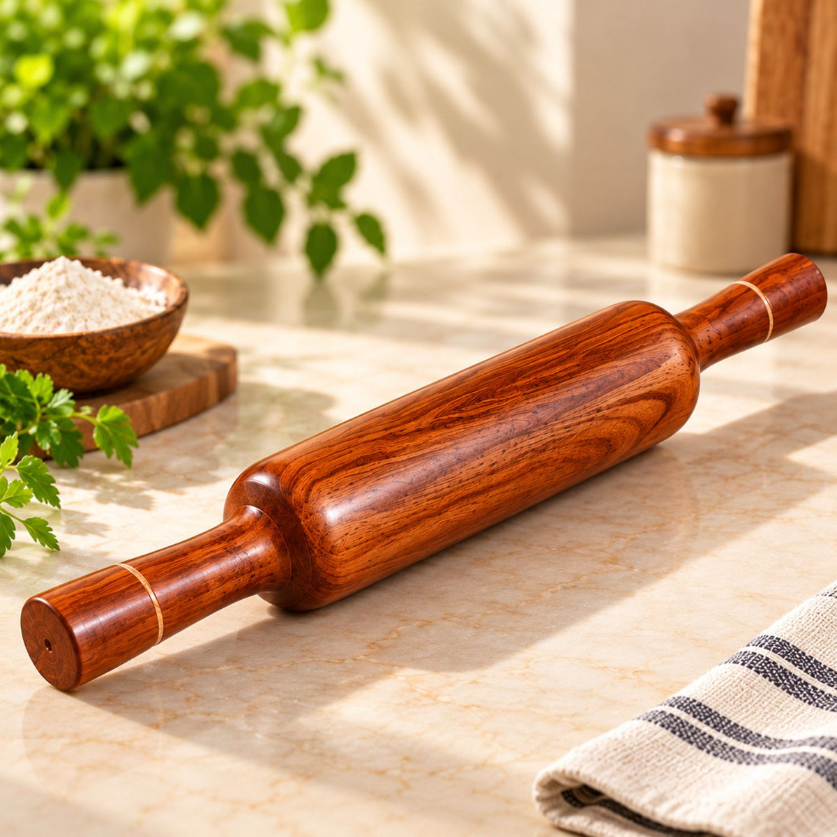 Gravon Premium Sheesham Wood Belan – 12 Inch Wooden Rolling Pin