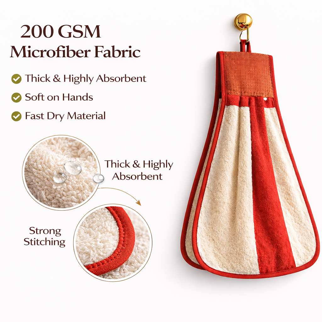 Gravon Set of Hanging Kitchen Towels – Soft & Absorbent Hand Towels for Kitchen & Home