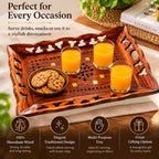 Gravon Sheesham Wood Serving Tray for Snacks, Fruits, Tea & Coffee