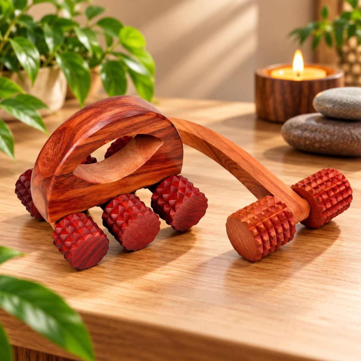Wooden Body Massage Roller | Manual Full Body Massager for Back, Legs & Feet