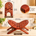 Gravon Handcrafted Sheesham Wood Folding Book Stand | Wooden Rehal for Quran, Gita, Bible & Religious Books